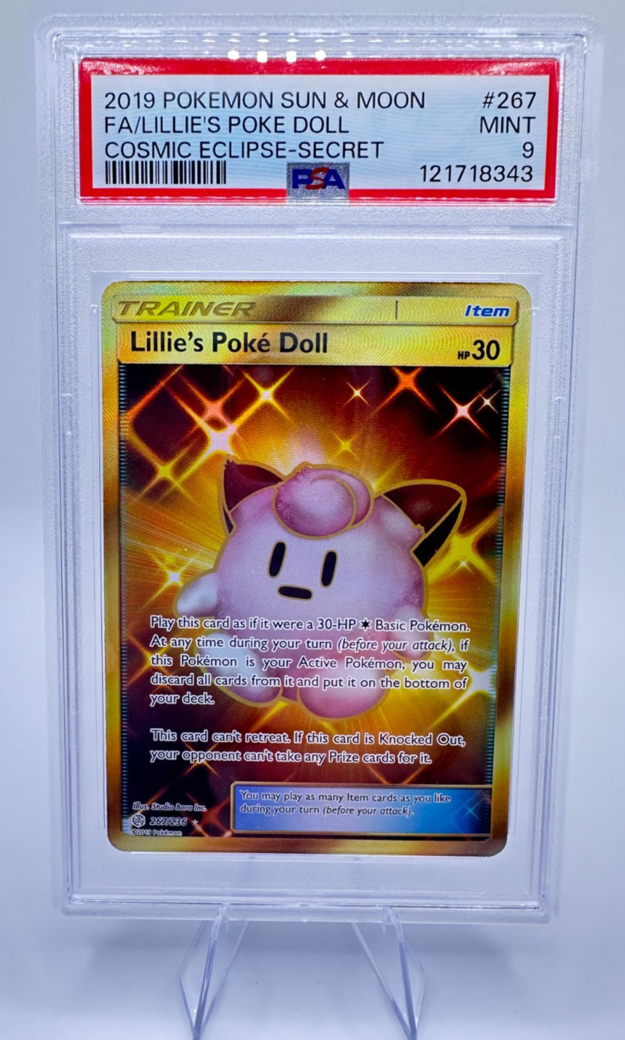2019 Pokemon SM Cosmic Eclipse Lillie's Poke Doll #267 | TRAINER | PSA 9 MINT