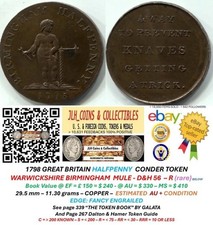 1793 GB CONDER ½ PENNY - WARWICKSHIRE BIRMINGHAM RARE KNAVES - D&H 56 - CT 1128