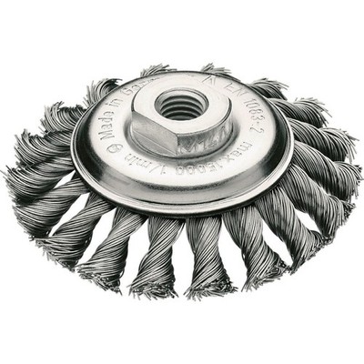 Zopfkegelbürste D.115mm Gew.Drahtstärke 0,5mm STA 12mm 15000min-¹ LESSMANN