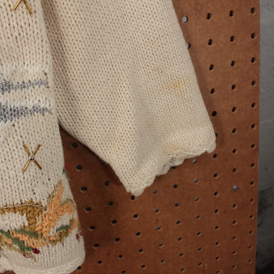 De colección Años 90 MAGGIE LAWRENCE Fea Navidad Santa Trineo Ramio Algodón Suéter GRANDE Foto 4 de 4