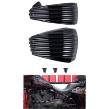 Motorcycle Battery Side Fairing Covers Vivid Black Ribbed Side Battery Covers