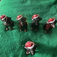 5 ROTTWEILER in Santa Hat Christmas Tree Ornament Dog 3 Figure