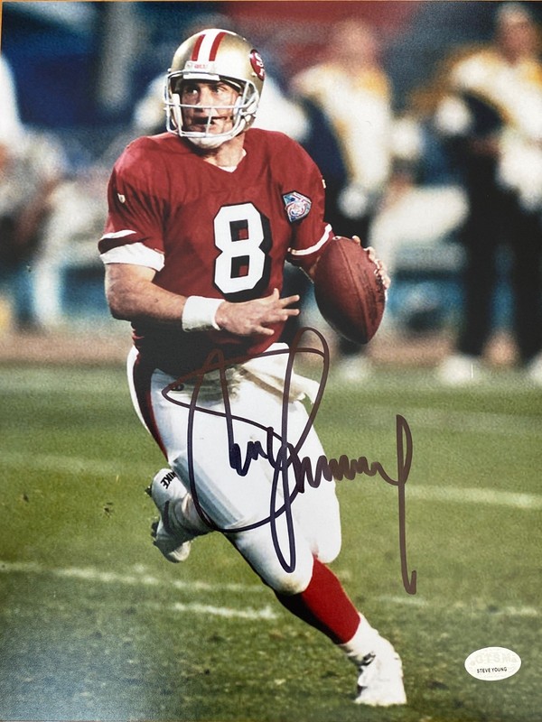 Steve Young San Francisco 49ers Autographed Photo 8x10 -- Player COA Sticker