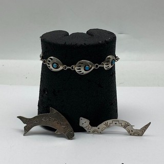 Pacchetto gioielli bracciale/spilla assortiti argento sterling 3 pezzi 17 2 g