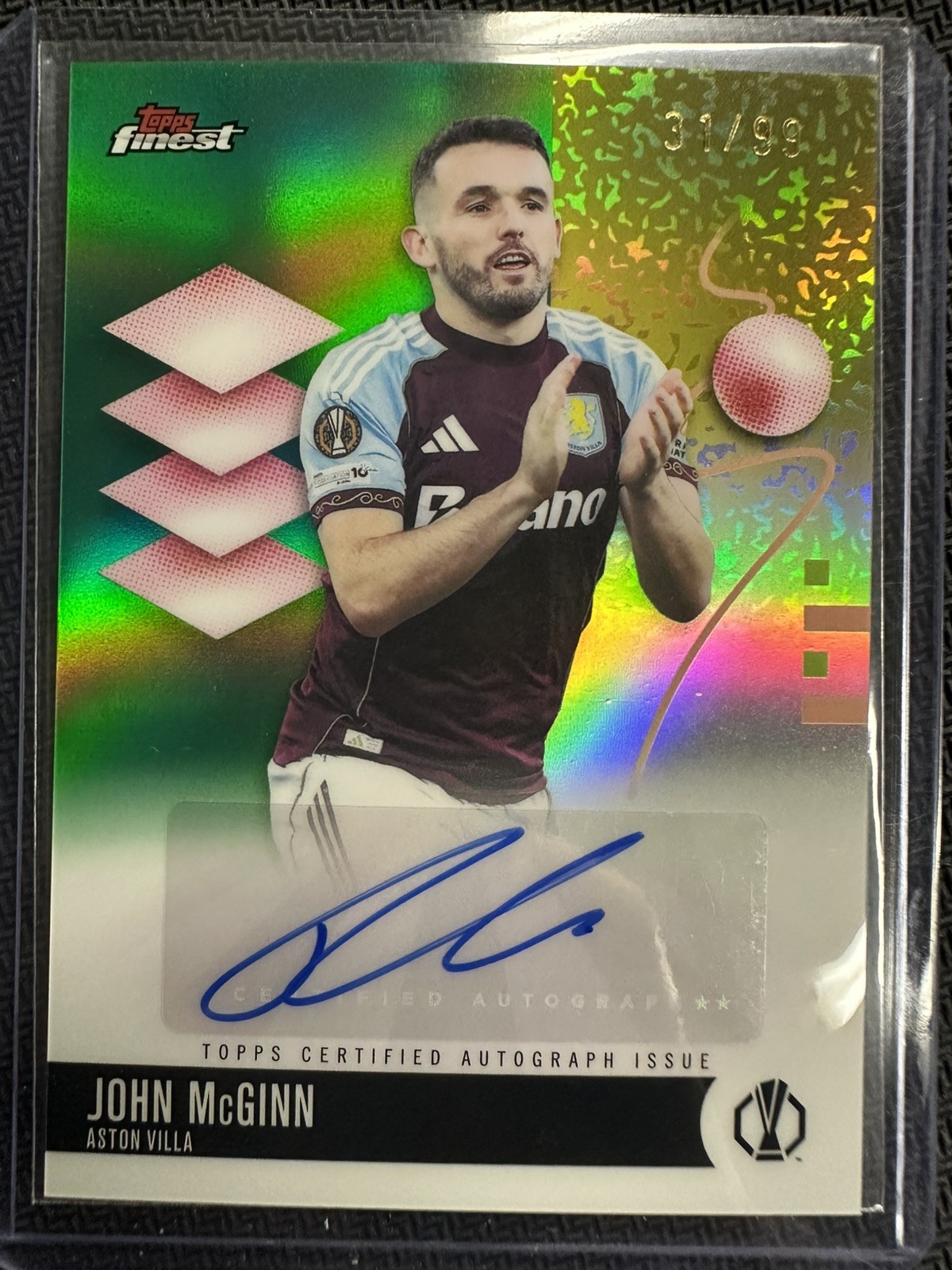 2025-26 Topps Finest UEFA Club Competition John McGinn Green Auto /99 #BA-MC