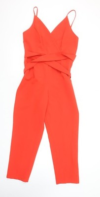 Asos Damen-Overall rot V-Ausschnitt Gürtel ärmellos Größe 10