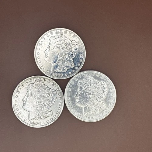 Lot Of  3 POLISHED Morgan Silver Dollars. 1879S - 1886 - 1887S -Great Coins