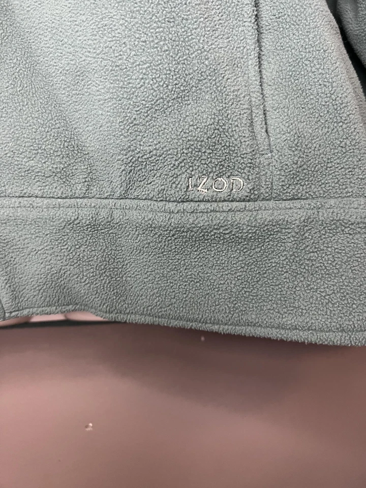 Izod Fleece Jacket Womens Large Green Full Zip Pockets Cozy Outdoor Pullover - Image 4 of 4