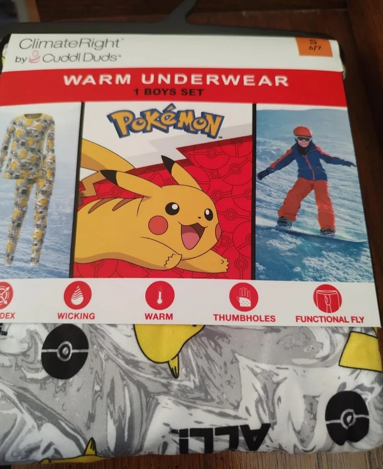 Climateright By Cuddl Duds Pokemon Niños Conjunto Térmico Ropa Interior Aislante Pequeña Foto 3 de 3