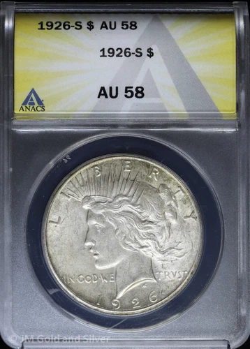1926-S $1 Peace Silver Dollar ANACS AU 58