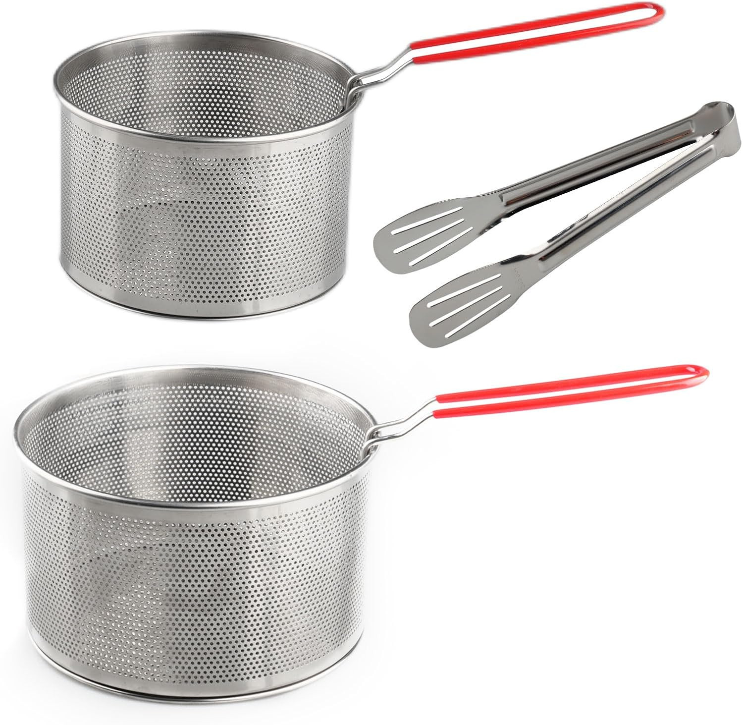 Cestello Pasta Separata Acciaio Inox - Set 2 Scolapasta da Cucina 14-17cm