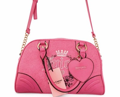 JUICY COUTURE Heritage Bowler Velour Bag FREE LOVE Y2K Satchel