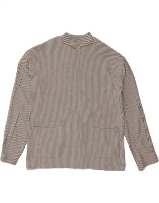 Marks & Spencer Damen Top Langarm UK 12 Medium weiß gestreift Baumwolle DW33