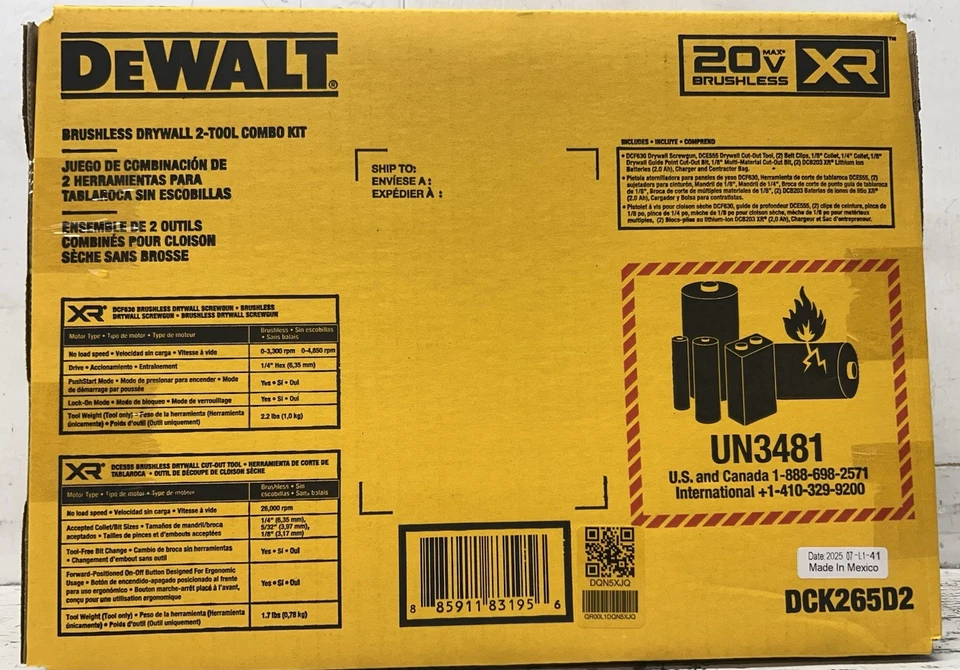 20V MAX XR Tool Combo Kit - DCK265D2 Drywall Cutout Tool And Cordless Screwgun - Image 2 of 3