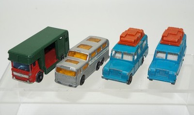 Vintage 60s Matchbox Lesney Lot of 4 Horsebox, Greyhound & Land Rover Safari x 2