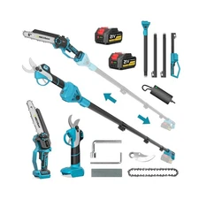 4-in-1 Cordless Pole Saw & Electric Pruning Shears – 8 Inch Mini Ch... Fas