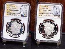 2023-s Morgan & Peace Silver Dollar Coin -1st Day Of Issue- Ngc Pf70 (#60752-l)
