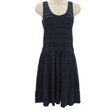 J. Crew Womans size XS Open Knit Mini Dress Fit and Flare A-line Black CD360 NEW