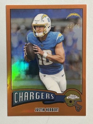 2025 Topps Chrome - Justin Herbert 1975 Throwback /25 Orange Refractor #1975-18
