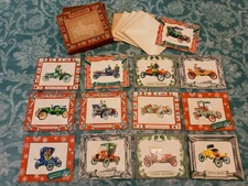 Vtg  automobile model T artistic Christmas cards unused w/ envelopes & orig.box