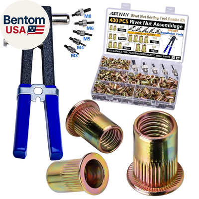#ad Pressure Rivet Nut Tool Kit 430Pcs Metric Rivet Nut Combination M8 M6 M5 M4 M3 $55.28