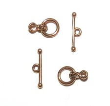 M358 Antiqued Copper 8mm Round with Rope Toggle Clasps Pewter Component 2pc