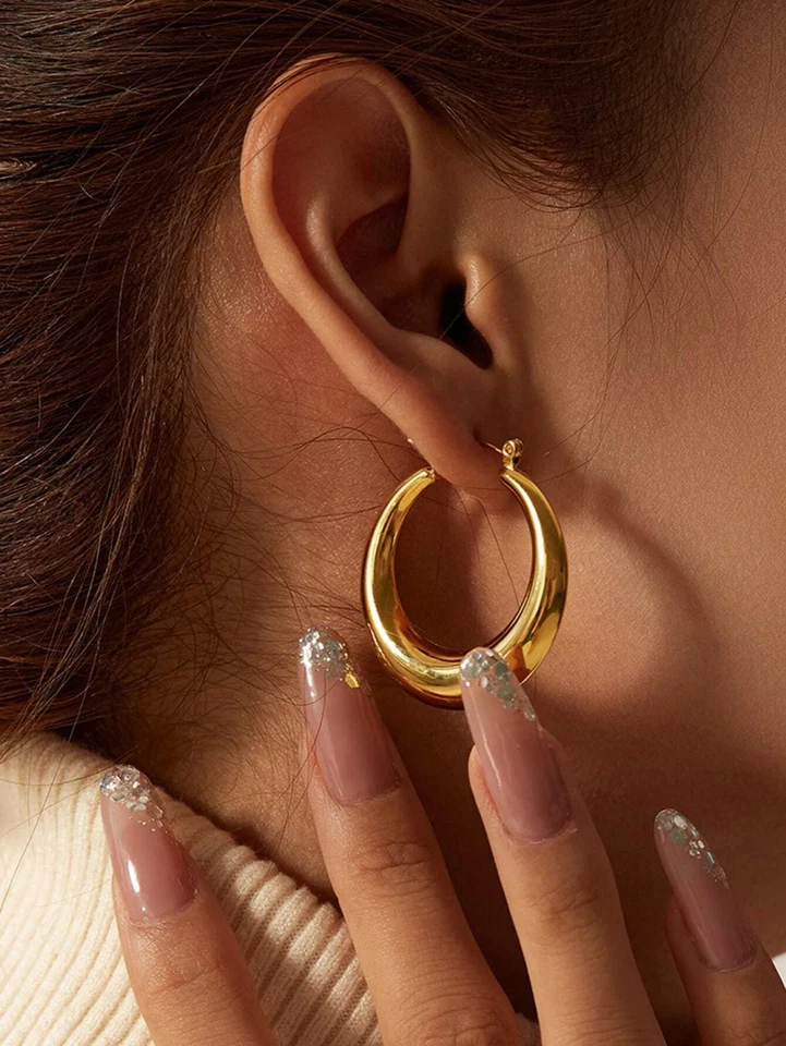 Aretes Argollas en Oro 14K Pendientes Joyería Fina de Moda Regalos Para Mujer-- Foto 4 de 4