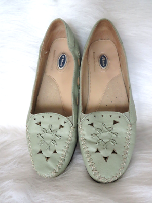 WOMENS DR SCHOLL'S LIGHT SEAFOAM GREEN LEATHER SHOES SLIP-ON LOAFERS SZ 6M  | eBay
