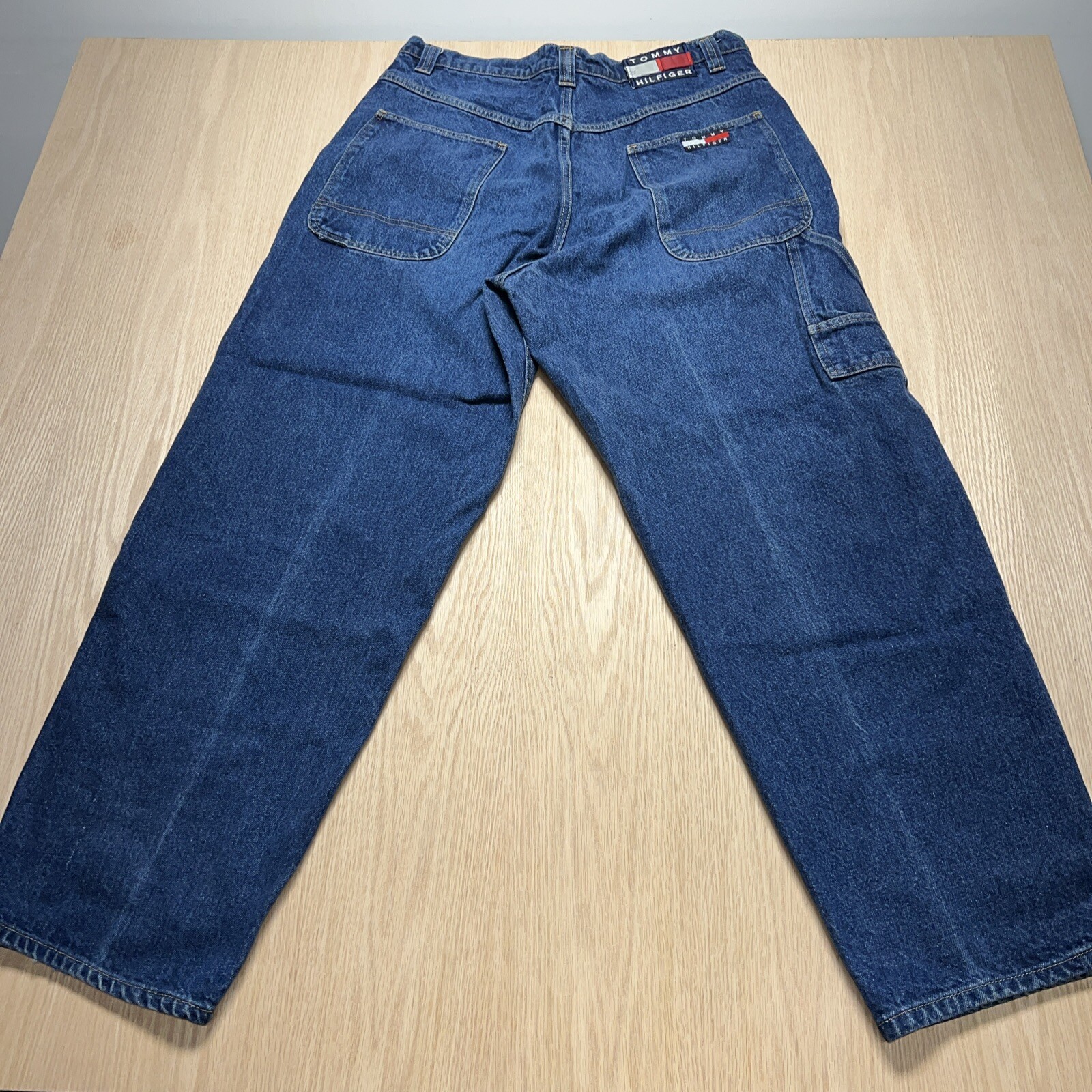 Rare Vintage Tommy Hilfiger Jeans Mens Size 38x32 Baggy Fit Dark  Wash Denim Y2K