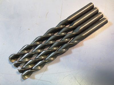 Lot of 4 PTD Precision Twist Drills 21/64'' x 4 5/8'', HS Steel, USA, 3 3/8''thread