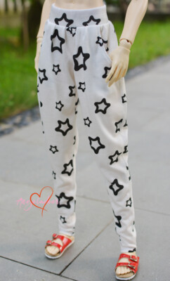 1/4 1/3 Uncle BJD Doll Clothes White Harem Pants Trousers 2Pockets Black Stars