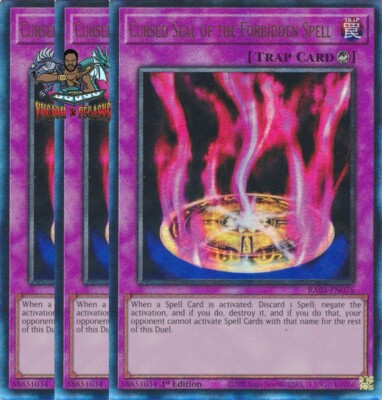 Yugioh! 3x Cursed Seal of the Forbidden Spell RA03-EN076 Ultimate Rare 1st Ed NM | eBay Yugioh! 3x Cursed Seal of the Forbidden Spell RA03-EN076 Ultimate Rare 1st Ed NM | eBay