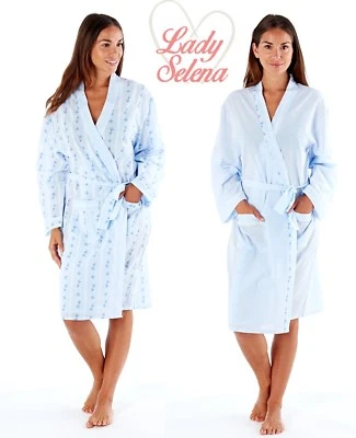 DAMEN ELSA BLAU GEBLÜMT/PUNKTE LEICHTER SOMMER WICKELOPTIK, KIMONO, GRÖSSEN 10/24