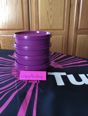 TUPPERWARE LITTLE WONDERS SET OF 4 RHUBARB/PURPLE NEW BPA FREE SHIP