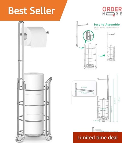 Toilet Paper Holder Stand Metal Wire Storage Shelf Toilet Tissue Dispenser