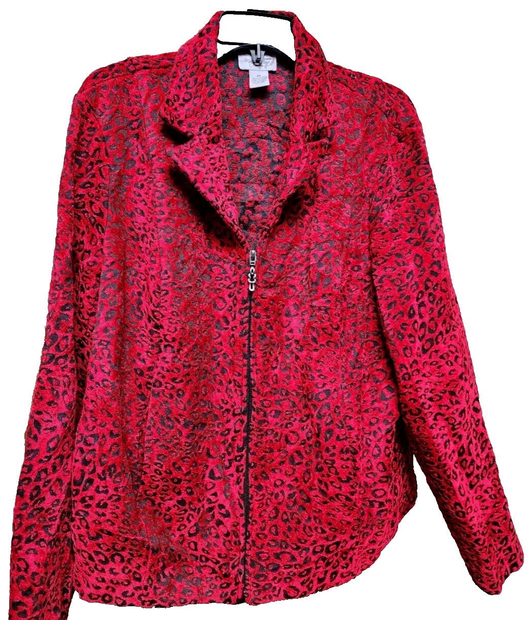 Molly & Max Red Leopard Print Jacket Plus Size 2X… - image 1