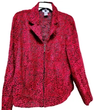 Molly & Max Red Leopard Print Jacket Plus Size 2X Chic Boho