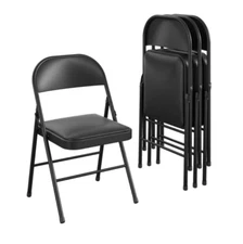 4-Pack Mainstays Vinyl Folding Chair, Black