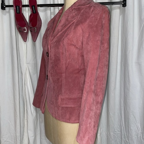 Cherokee Rose Pink Fuchsia Genuine Suede Leather Blazer S With Vaneli 6.5 Slides - Picture 4 of 23