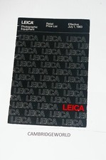 LEITZ LEICA PHOTOGRAPHIC EQUIPMENT 1983 RETAIL PRICE LIST BOOK
