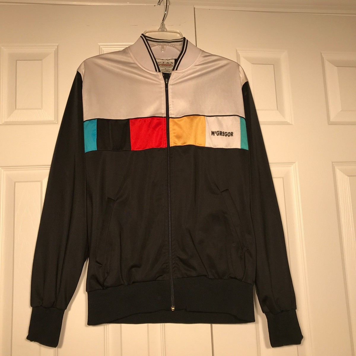 VTG RETRO 80s McGregor Mens Medium Color Block Track Jacket Coat M 