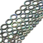8mm to 20mm Natural Abalone Shell Circle Flat Round Ring Loose Beads Strand 16"