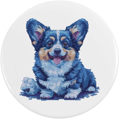 'Blue Corgi Pixel Art' Button Pin Badges (BB050263)