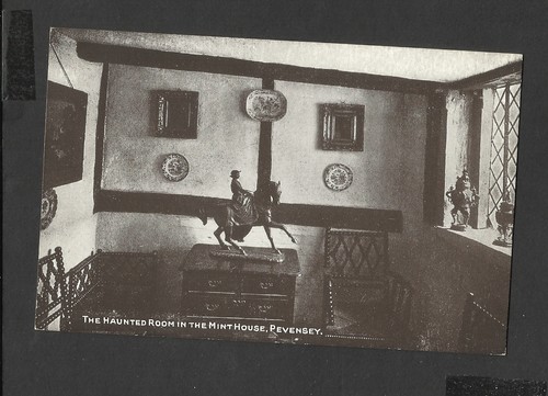 Vintage Black/White Postcard Haunted Room Mint House Pevensey Sussex unposted