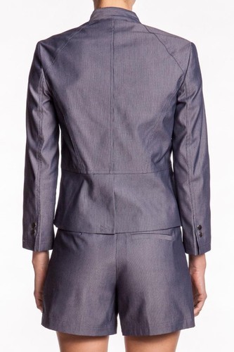 Chaqueta Blazer con Cuentas Robert Rodríguez Azul Marino Embellecida Ojo de Pájaro Solapa NUEVA - Imagen 6 de 7
