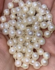 QUALITY VINTAGE 6mm CULTURED PEARL LONG 34" NECKLACE needs to be restrung