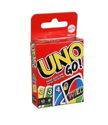 NEW! UNO GO! Card Game for Kids Adults, Fun Mini Pocket-Sized Party Travel Set
