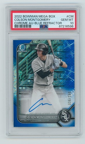 2022 Bowman Chrome Mega Colson Montgomery Blue Refractor Auto 36/150 PSA 10 Gem