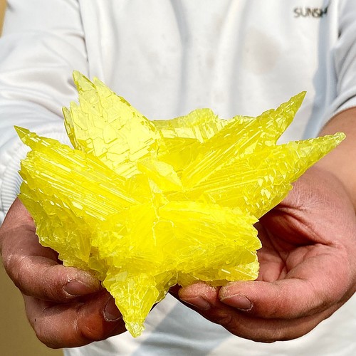 481G Rare yellow sulfur crystal quartz crystal mineral specimen - 第 3/13 張圖片