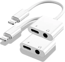 [Apple MFi Certified] 2PACK IPhone Lightning To 2 Lightning Adapter, Dual AUX +